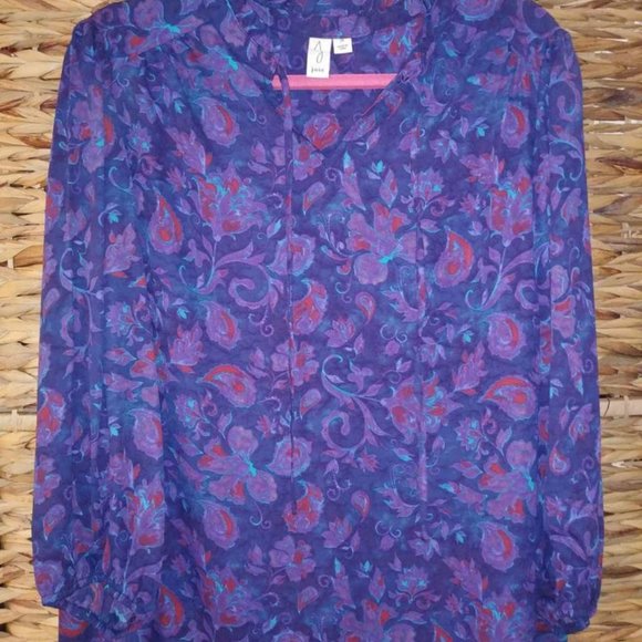 Purple, blue and red blouse - 1X - Picture 1 of 6